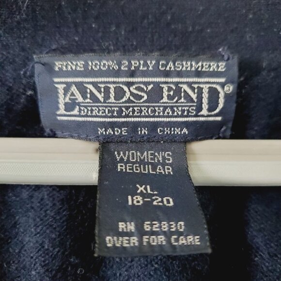 Lands End Pure Cashmere Button Up V-Neck Longline Classic Preppy Cardigan XL - Picture 8 of 9